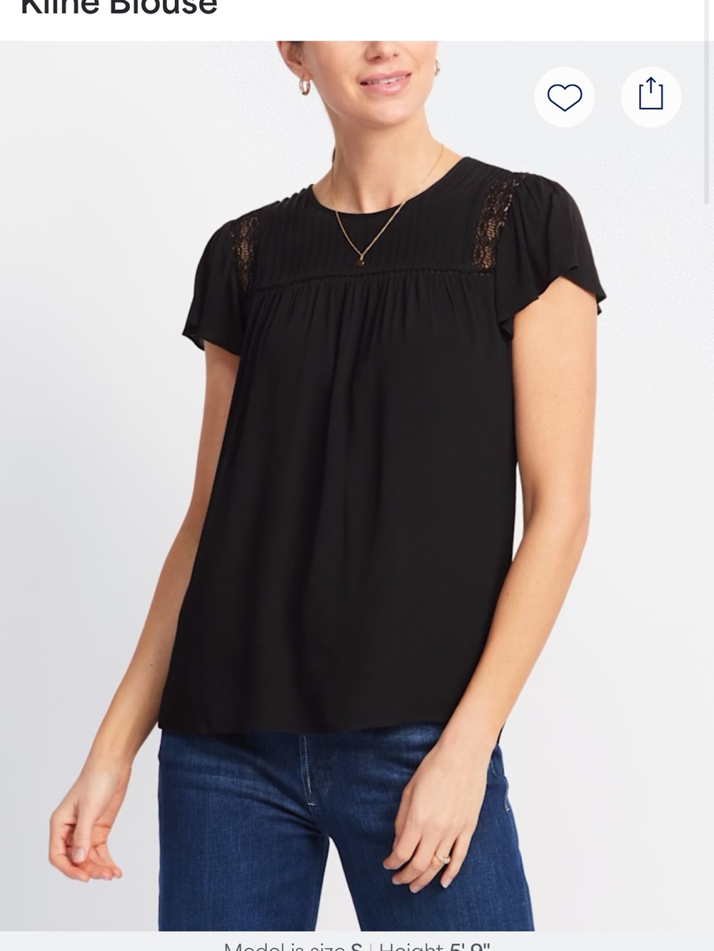 Daniel Rainn Black Pintuck Yoke Short Sleeve Blouse